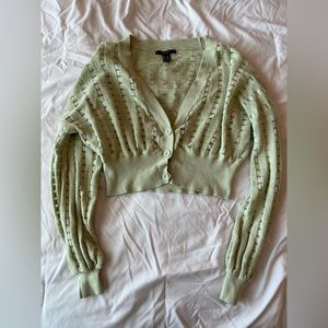 Cropped V-Neck Forever 21 Cardigan with See-Through Detailing